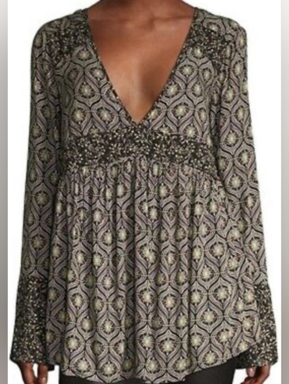 Free People V-Neck Rolling Hills Tunic Top Size Small NWT